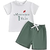 mlpeerw Baby Boy First Birthday Golf Outfit Short Sleeve Hole In One Golf T-Shirt Top Shorts Infant 2Pcs Set Summer Clothes
