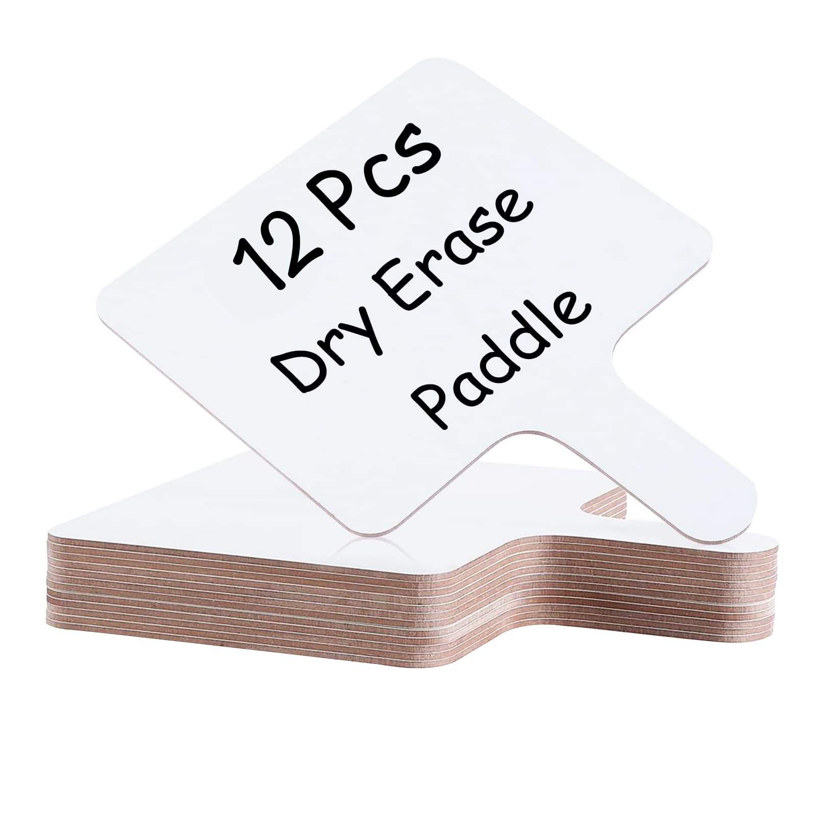 Photo 1 of 12 Pcs Dry Erase Answer Paddle 7 x 9 Inch Handheld Wooden White Board Double Sided Dry Erase Small Whiteboards for Students Classroom Games Party Auction Paddles for Bidding Meeting Voting(12)