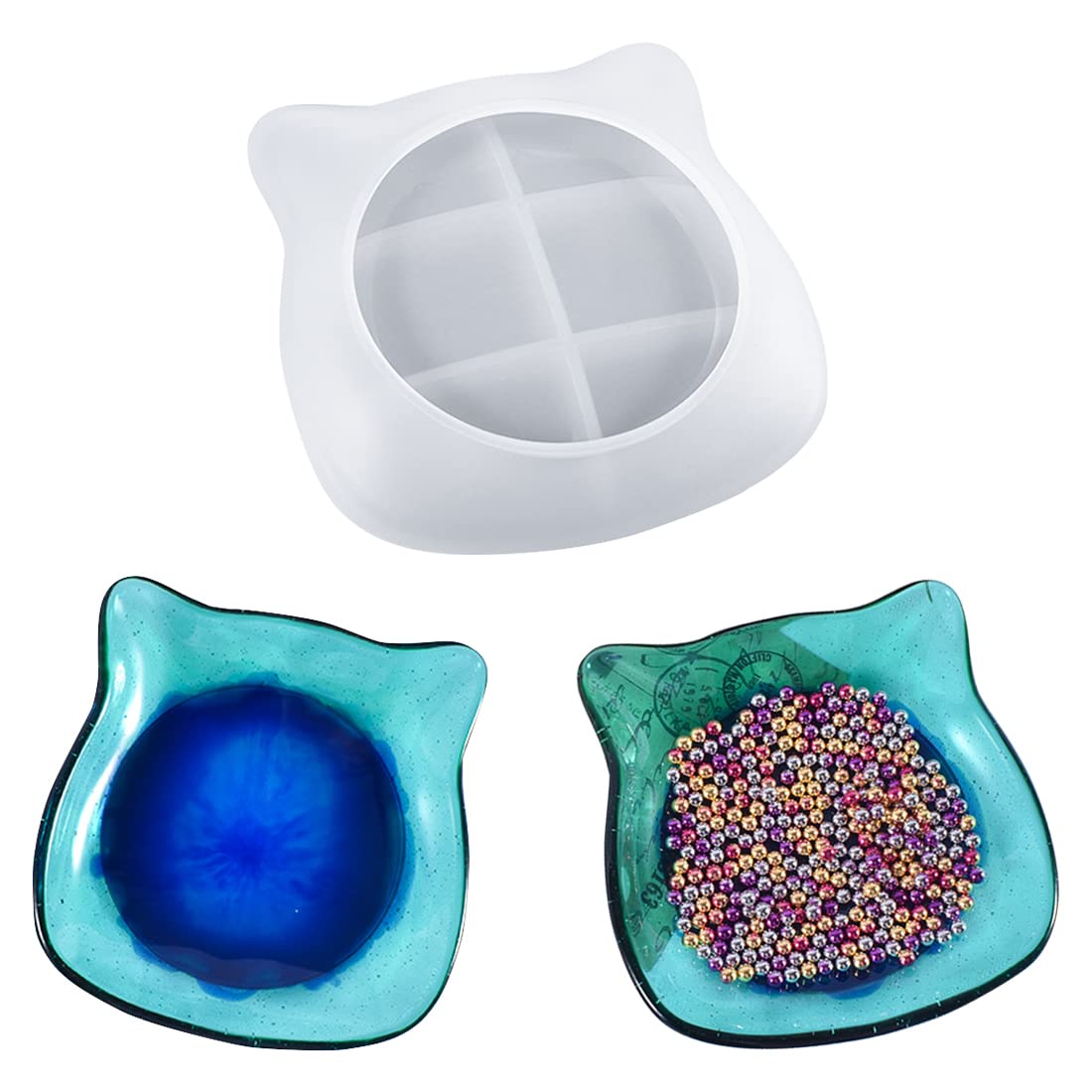 Voyyphixa Cat Tray Epoxy Resin Mold Fruit Plate Resin Molds Silicone Jewelry Dish Molds Storage Box for Casting Jewelry Box Trinket Tray Soap Candle Holder DIY Crafts (Fruit Plate)