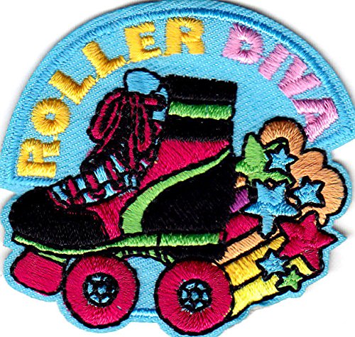 "ROLLER DIVA" PATCH - Iron On Embroidered Patch - Skates, Sports, Words
