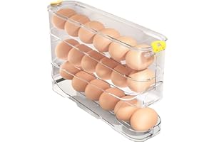 MEUPMEOP Egg Container for Refrigerator Clear Stackable Egg Holder for Kitchen Storage and Organization (Transparent, 3 Tier)