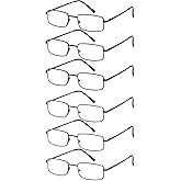 FoxMook 6-Pack Metal Reading Glasses for Men Women Spring Hinge Readers Clear Lens Non Yellow Coating