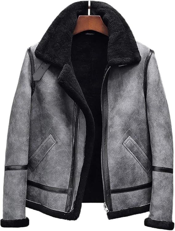 Amazon メンズ シープスキン ムートンジャケット フライトジャケット アビエイター ウィンター コート ファー ボンバー レザージャケット ブラウン コート ジャケット 通販