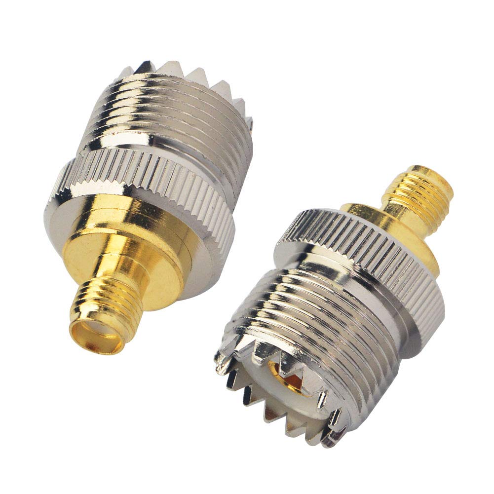 Boobrie SMA to SO239 Female RF Adapter CB Radio Adapter SMA to PL259 Female UHF Connector for Ham Radio Walkie Talkie amateurs Baofeng Uv-5R Pack of 2