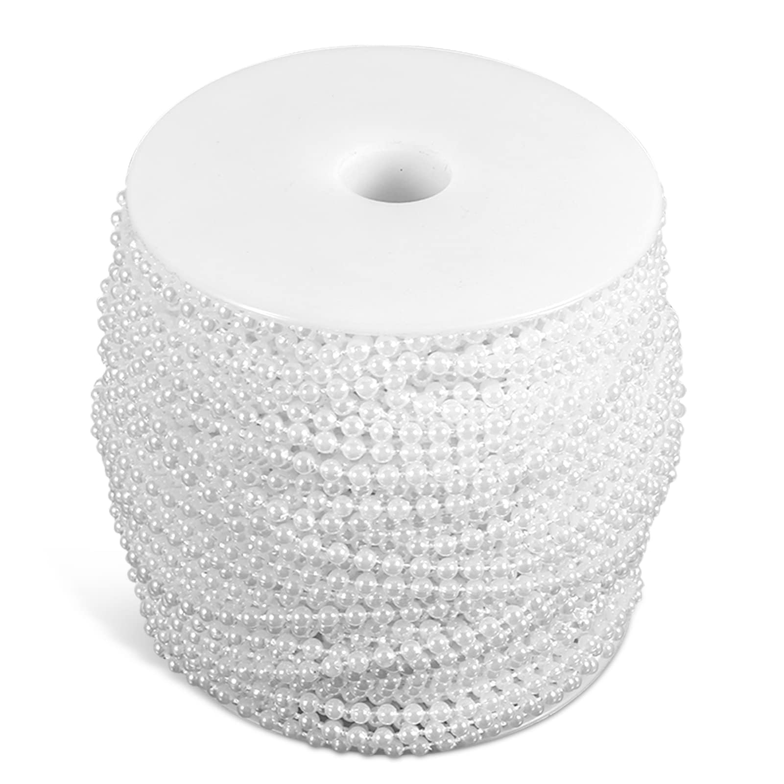 30m/98Ft Pearl Garland Beaded Trim,3mm Pearl Beads String Chain Garland,Beads String Line Beige Curtain Beads Chain Bead for Table Wedding Party Decoration