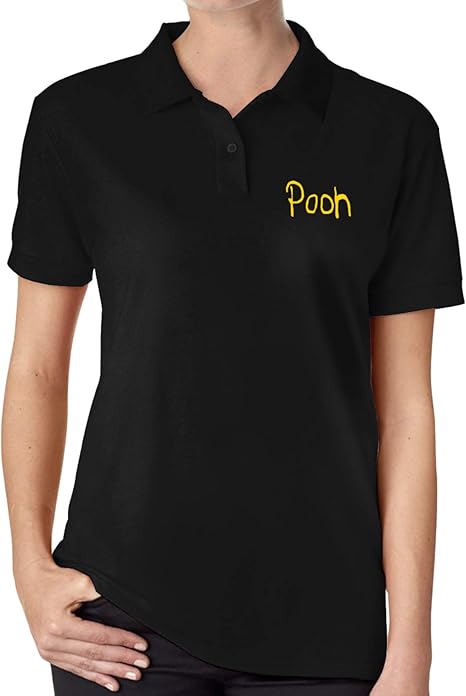 Amazon.com: Sty Winnie The Pooh Fashion Women's Polo Shirts Black: Clothing