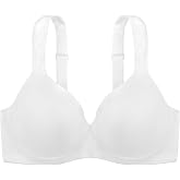 DORINA Basic Thick Strap Bra, Padded Straps Smooth Underwired Full Coverage Demi T-Shirt Bras for Women, Rachel D1082A - White - 42D