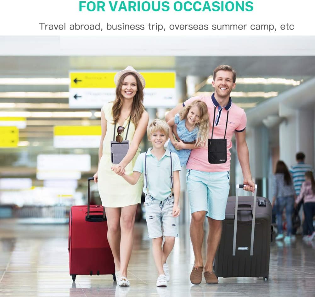 FREETOO Travel Neck Wallet Neck Pouch with RFID Blocking, Passport Holder Family Anti-Theft Hidden Passport Wallet for Men Women to Keep Your Passport Document and Credit Card Safe: Sports & Outdoors
