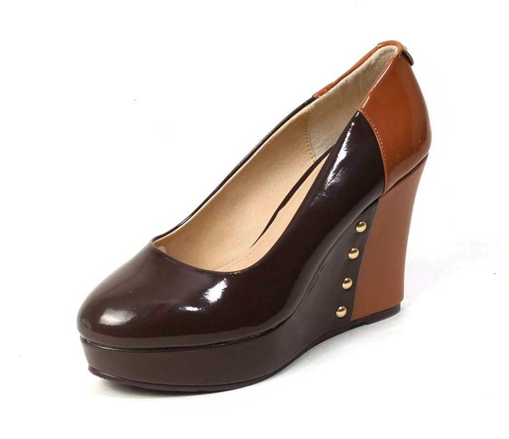 bello pede women's studded brown wedge