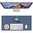 Origin-Joy Mouse Pad, PU Leather Desk Mat with No Logo Design, Computer Desk Blotter Protector Pad with Non-Slip Suede Base for Keyboard, Desktop, Laptop, Office (Azure Blue, 27.6" x 13.8")
