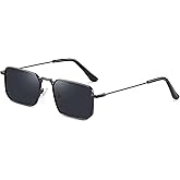 Fayoh Naomi Rectangular Sunglasses Classic Retro Metal Frame Small Size UV400 UV Protection For Men And Women