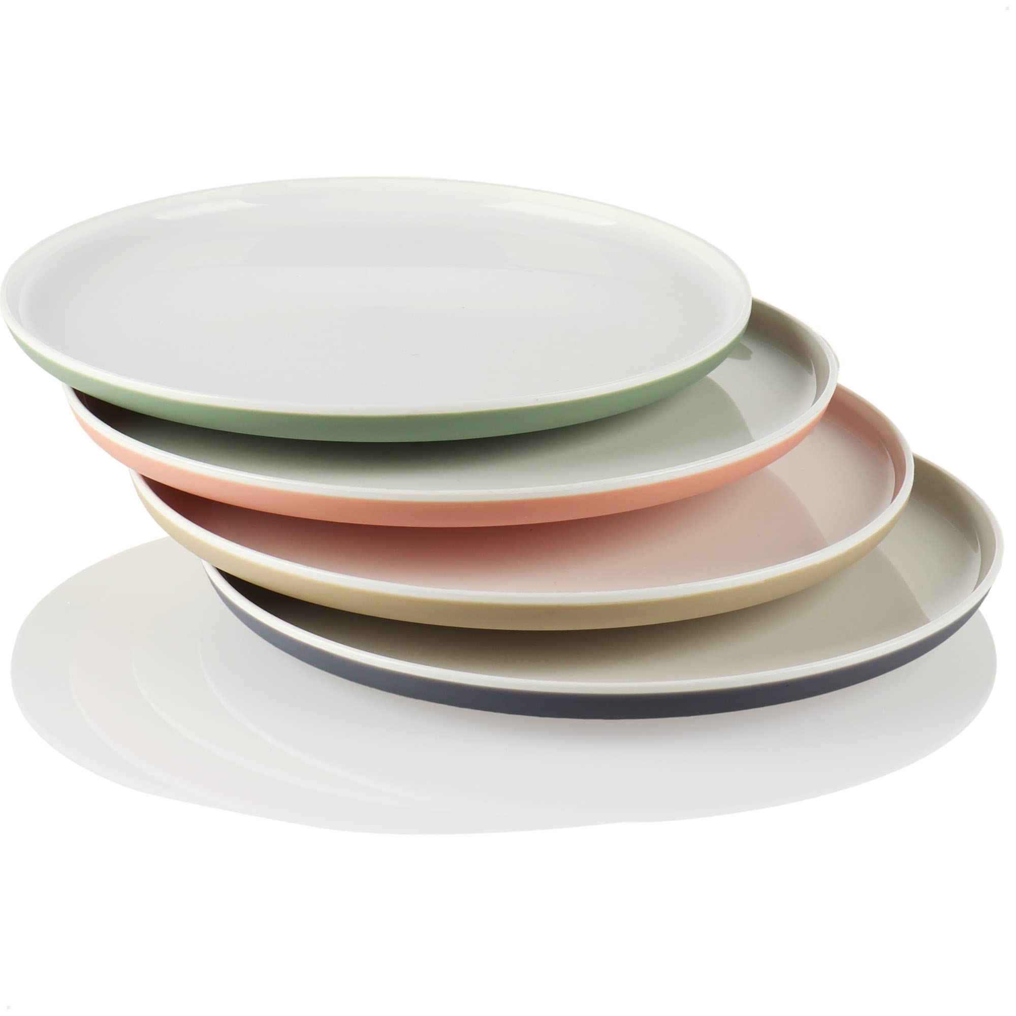 com-four® 4X Plates - Plastic Plates in Pastel Colors - Reusable Multifunctional Plates - Unbreakable [Selection Varies] (4 Pieces - Pastel)