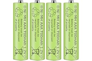 Cotchear 1.2V AAA Rechargeable Battery, AAA 700mAh Rechargeable Ni-MH Batteries 4 Pcs AAA Battery - Rechargeable Cycle Used More Than 500 Times (4 pcs)