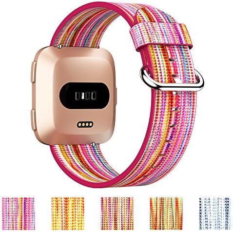 GeekSpark For Fitbit Versa Bands, Colorful Leather Replacement Accessories Wristbands with Stainless Metal Clasp for Fitbit Versa Smart Watch
