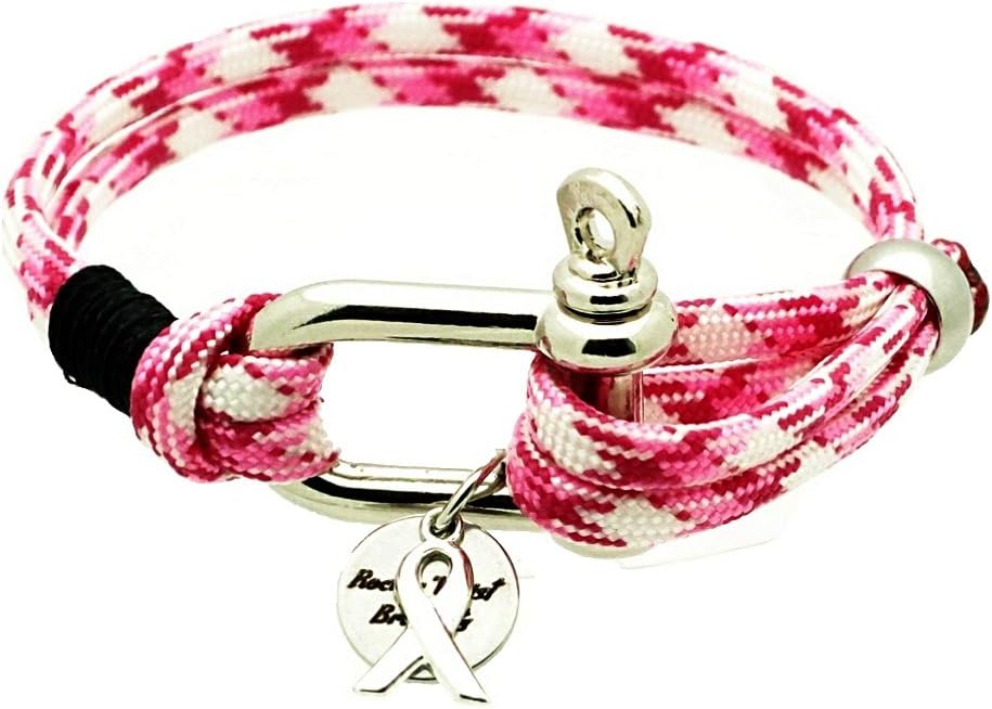 Breast Cancer Awareness Adjustable Alloy U Shackle Nautical Bracelet