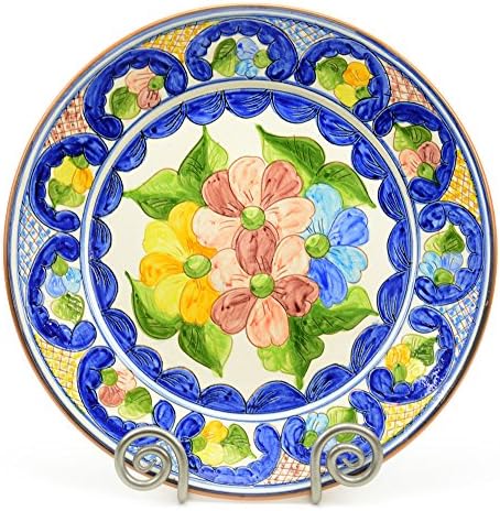 Hand-Painted Ceramic Serving Platter, White and Mediterranean Blue, Extra Large