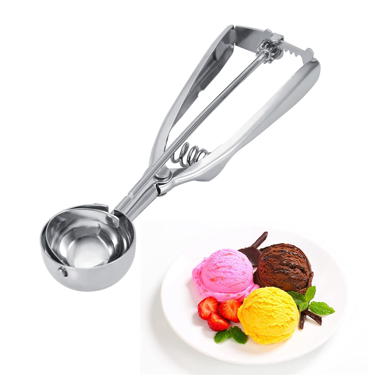 Ice Cream Spade Dishwasher Safe Stainless Steel Ice Cream Scoop Cookie Scoop Ice Cream Scoop Trigger for Hard Ice Cream(4CM)