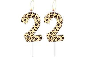 ININGER Leopard Print Number 22 Candles,Cheetah Birthday Cake Candles,Leopard Party Decorations,Animal Birthday Party Decorations Safari Party Decorations Leopard Party Supplies, Animal Print Party