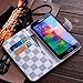 RAYTOP Luxury Brand Designer White Checks Leather Cases Covers Wallet for Samsung Galaxy S5 S 5 Women Girls Men Plaid Classy Style Cheap