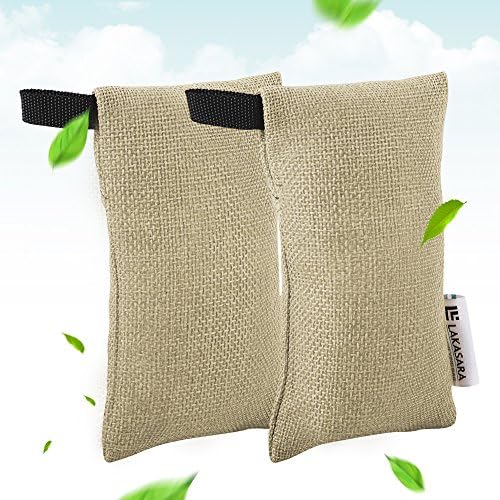 Portable Natural Bamboo Charcoal Air Purifying Bag, 75g x 2 Pack, Light Grey