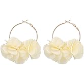 Aksod Colorful Flower Earrings White Floral Hoop Earrings Elegant Camellia Huggie Earring Jewelry for Women