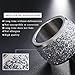 INRENG Women's Stainless Steel Ring Shiny Sequins Pave Sandblast Wide Wedding Band Silver Size 7