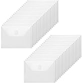 PercyEffie 40 Pack Small Plastic Envelopes Receipt Check Storage Hook and Closure Clear Receipt Organizer Bags Loops Closure 5x7 for Office Crafting Scrapbooking Card Storage and More