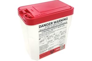 FINEPRO 0.2L Size Portable Pen-Needle Disposal Container Diabetes Care (0.2L, Red+Clear, 1)