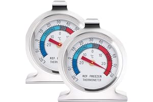 Anvin Refrigerator Thermometers Large Dial Freezer Thermometer with Dual-Scale -30~30°C/-20~80°F for Freezer Refrigerator Coo
