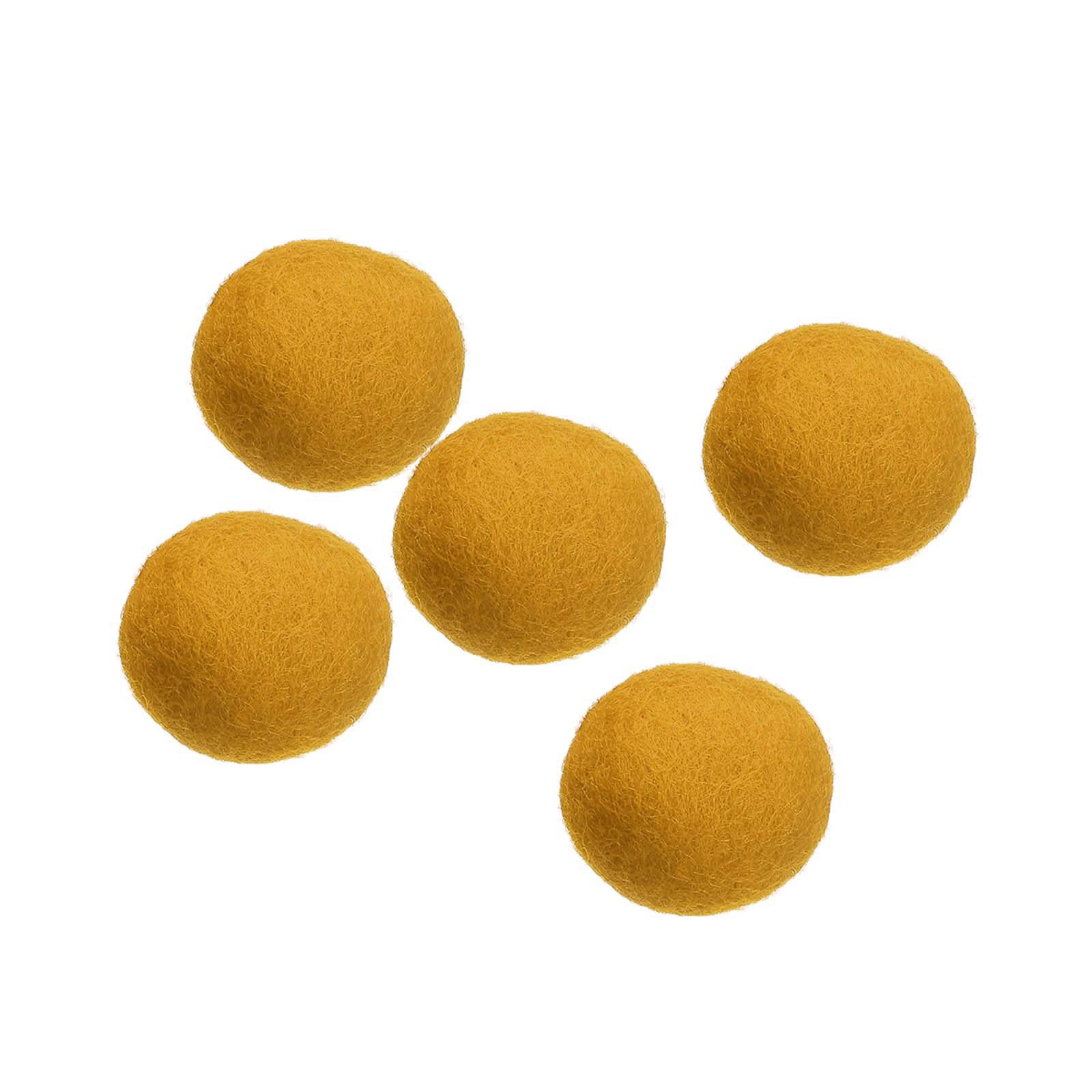 PATIKIL Wool Felt Balls Beads Wool Felting Pom 3cm 30mm Light Yellow for Home Crafts Handcrafts Project DIY Pack of 5