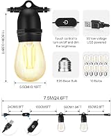 BRIMAX USB Powered LED String Lights 24.6ft 2700K Warm White S14 1W view 5