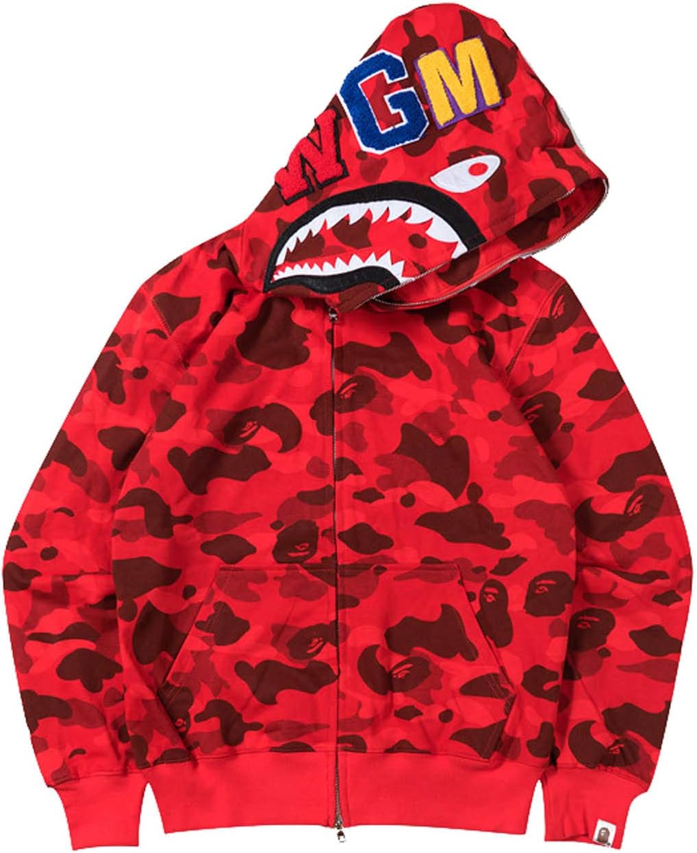 Men's A Bathing Ape BAPE Shark Head Thin Coat Full Zipper Camouflage Jacket Hoodie