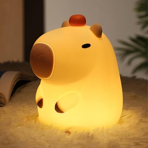 Durdiiy Capybara Night Light, Cute Silicone Night Lamp Capybara Night Light with Timer Dimmable Bedroom Decoration Rechargeable Night Lights for Kids Bedroom Adorable Gift for Children Baby Girls