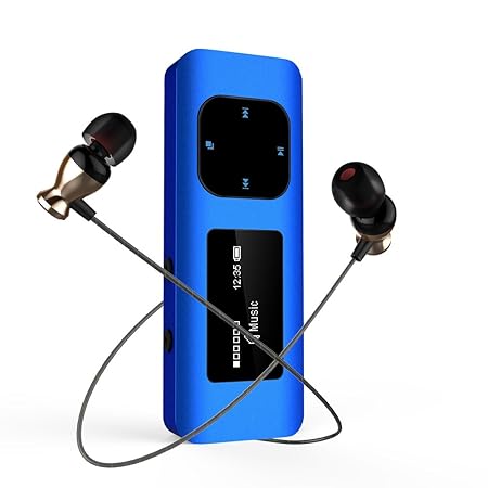 MP3 Player mit Kopfhörer Sport, Anti-Shock Aluminium-Gehäuse MP3 Player 16gb mit Display FM Radio / Armband / Clip MP3 Player