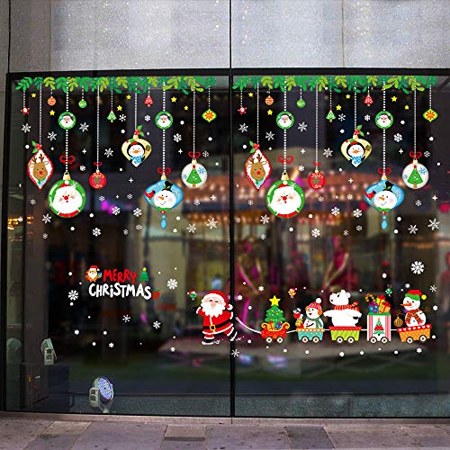 ZOCONE Christmas Window Stickers Holiday Decorations, Snowflake Window Clings, Santa Claus Snowman Window Decals for Home Office Shopwindow (4 Sets-A)