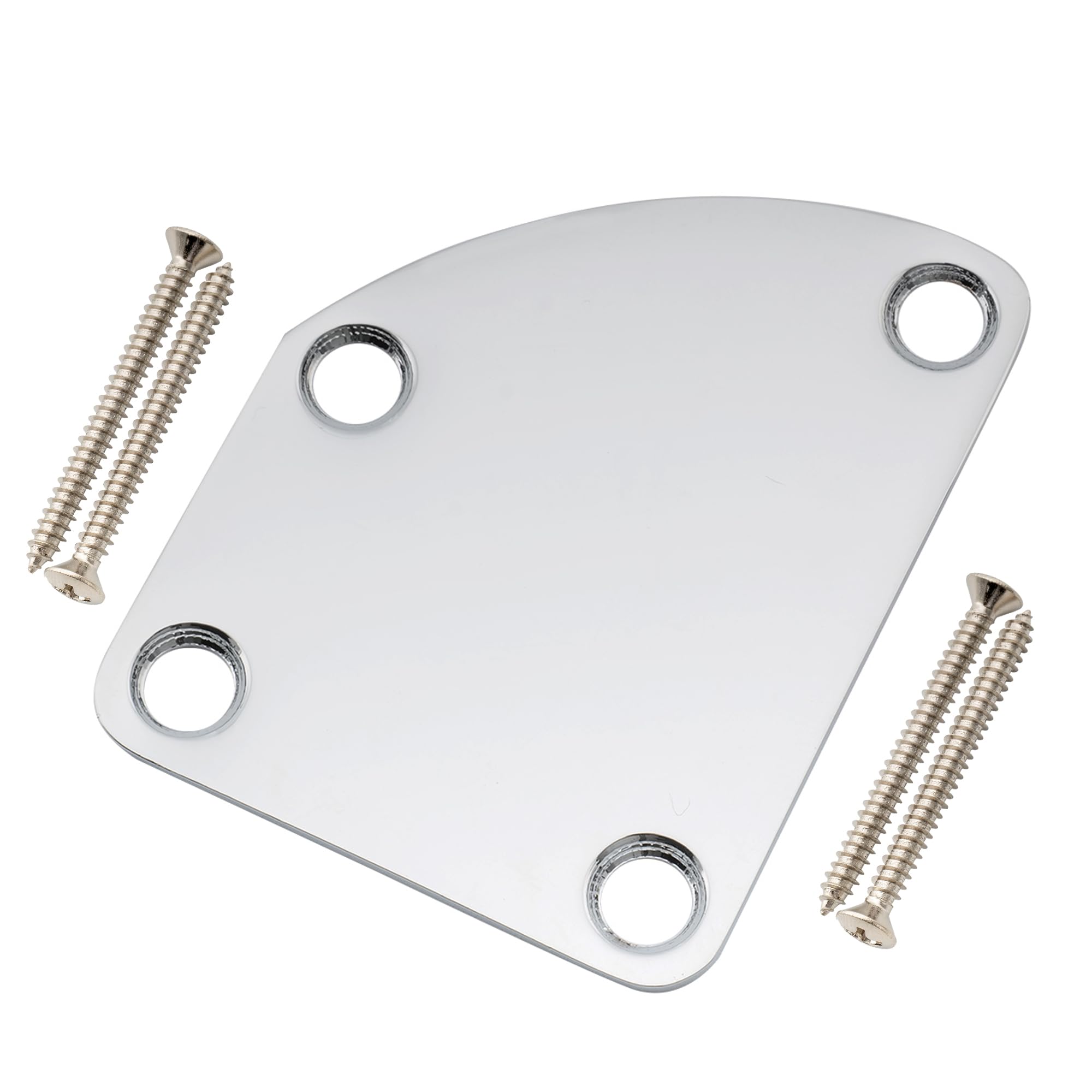 Musiclily Pro Steel Contoured Heel Neck Plate for Strat Tele Electric Guitar or Bass, Chrome