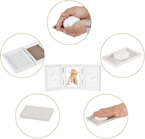 Idee Cadeau De Bapteme Et Souvenir Parfait Pour La Douche De Bebe Cadre Photo Main Et Empreinte De Pied Avec Kit Dargile Et Dencre Pour Nouveau Ne Ou Animal De Compagnie Bebe