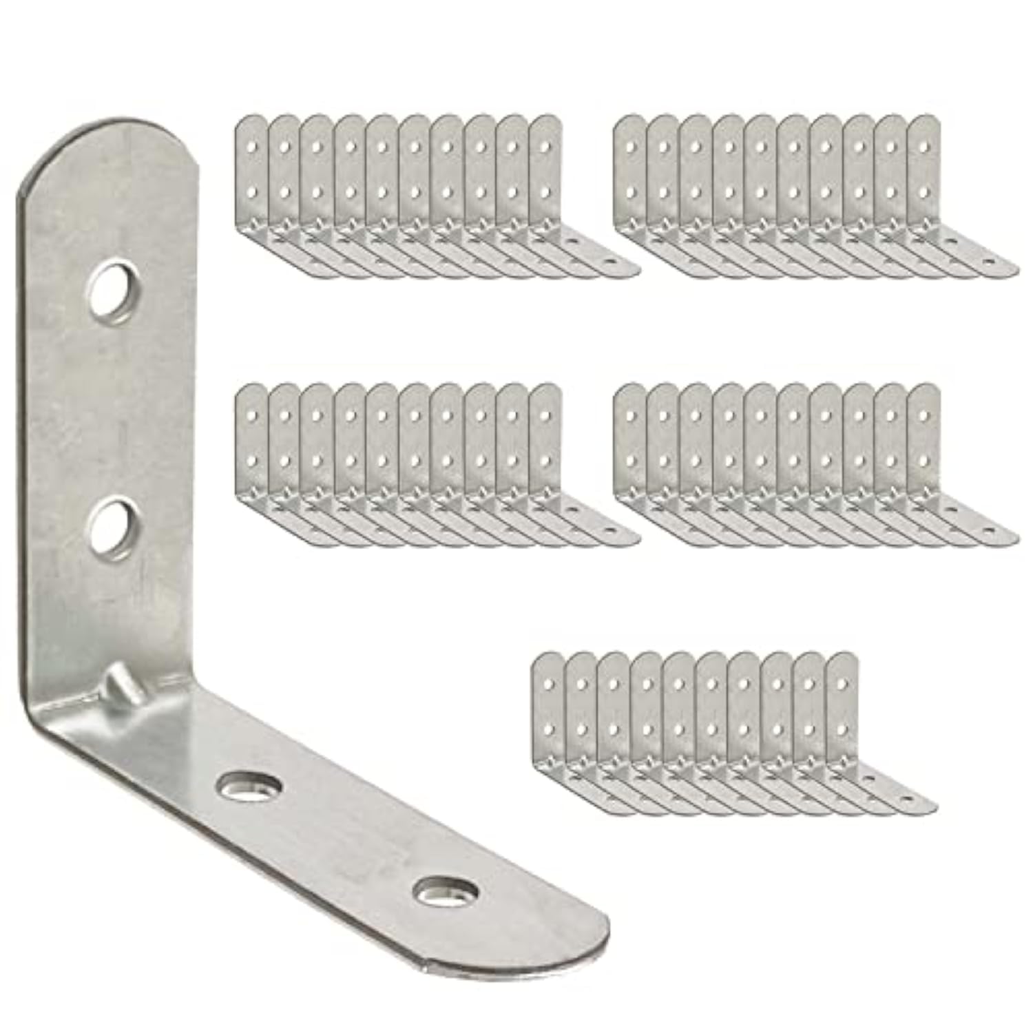 OMIDEAS 50 x Angle Bracket (30 x 30 x 16) 90 Degree L Shape Corner Brace Plate Wood Metal Connecting Fixing Joining Repair Support Galvanised Connector