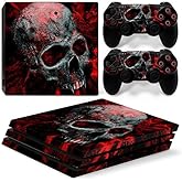 Gam3Gear Vinyl Decal Protective Skin Cover Sticker for PS4 Pro Console & Controller (NOT for PS4 / PS4 Slim) - Red Skull