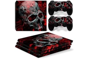 Gam3Gear Vinyl Decal Protective Skin Cover Sticker for PS4 Pro Console & Controller (NOT for PS4 / PS4 Slim) - Red Skull