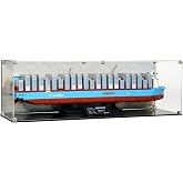 Brickcessories Display Case Compatible with LEGO 40955 Maersk Dual-Fuel Container Vessel &ndash; UV-Printed Maritime Background, Dustproof Acrylic Showcase, Set Not Included