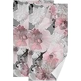 HATESAH 2 Pack Watercolor Pink Grey Floral Hand Towels for Bathroom,Soft Absorbent Spring Peony Blossom Gray Decorative Guest Face Bathroom Towels,Quick Dry Abstract Flower Kitchen Towels 14"x28"