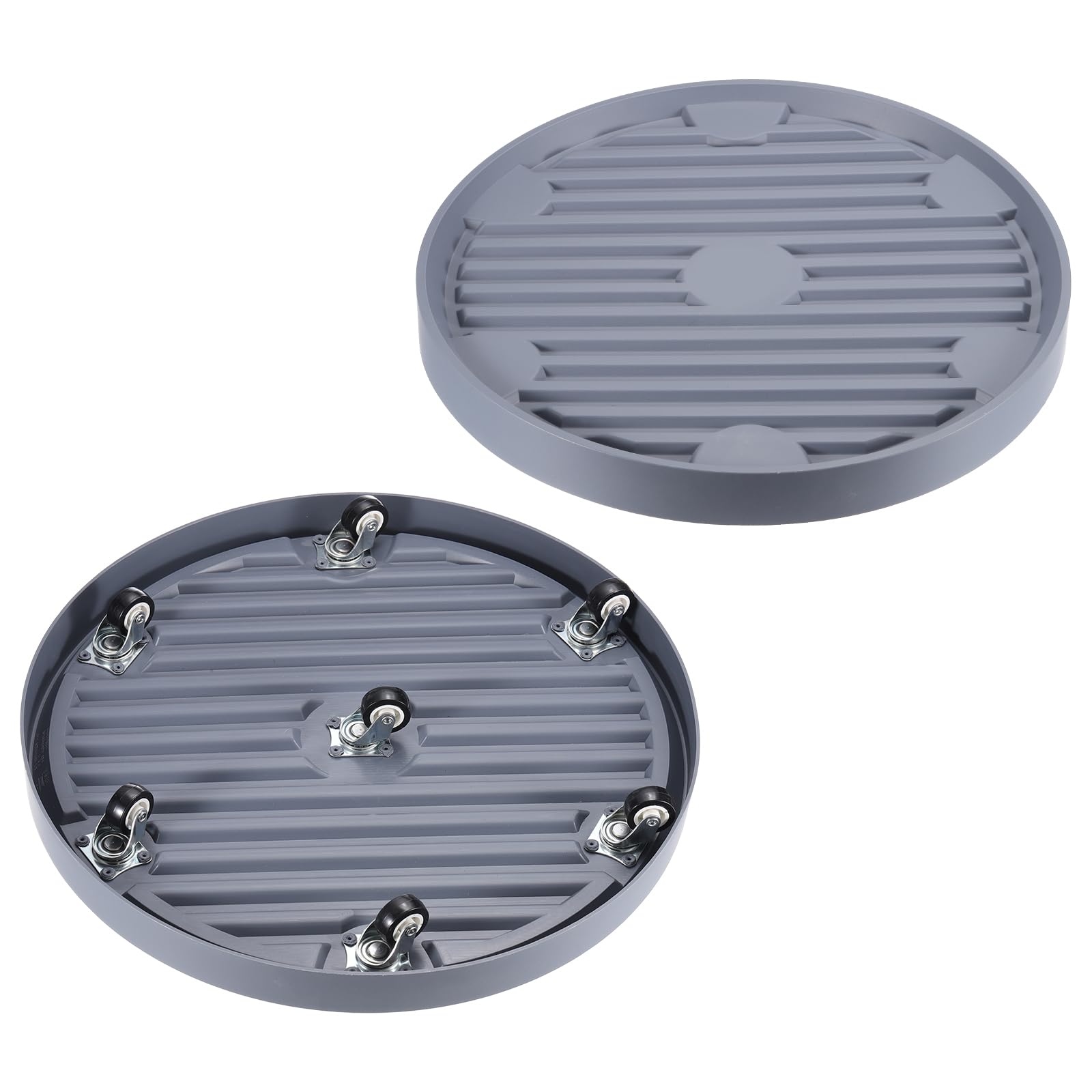 PATIKIL Plant Stand with Hidden Wheels, 2 Pack 12 Inch Rolling Plant Stand 360° Planter Roller Mover Base with 4 Invisible Casters for Indoor and Outdoor, Gray