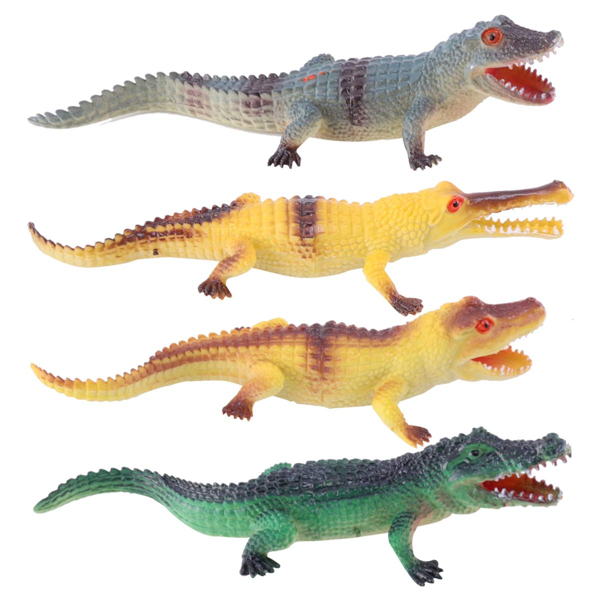 NUOBESTY Crocodile Toy, 4pcs Simulation Alligator Toy Artificial Animal Model Crocodile Alligator Figurines for Kids - Toddler, for Eduactional Toys, Party Favors (Mixed Colors)
