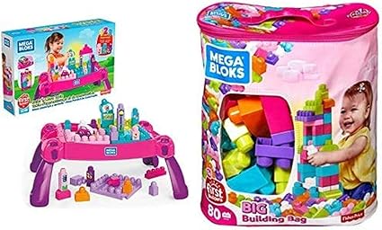 mega bloks build & learn table pink