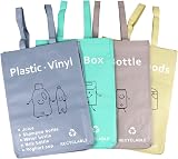 BOMEI PACK 4 Reusable Recycling Bags with Handles, Waterproof, Heavy Duty view 7