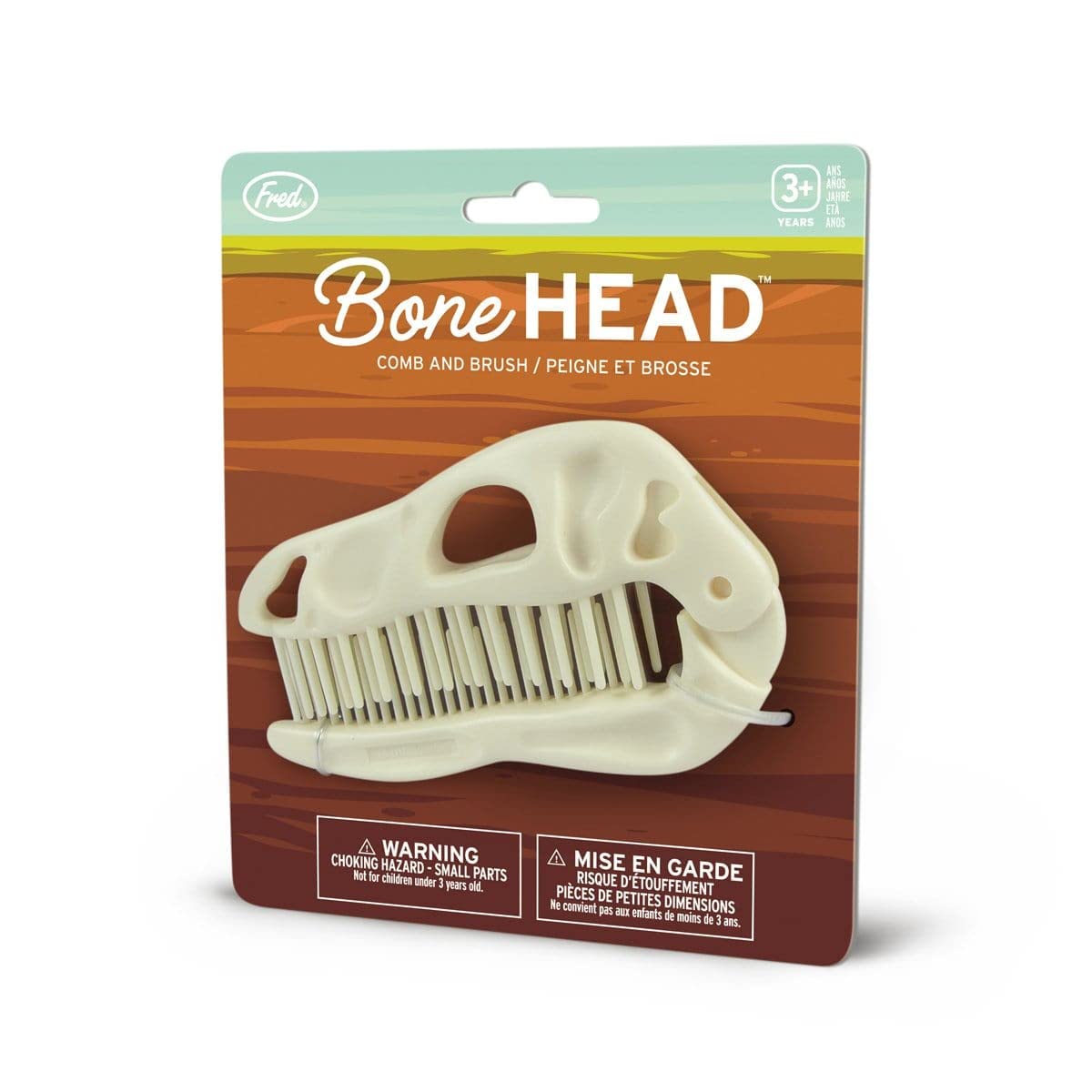 Genuine Fred BONEHEAD Folding Brush and Comb, Fun Dinosaur Design, Hair Care Tool and Detangling Comb, Convenient for Travel and Diaper Bags, Fun Gift or Stocking Stuffer