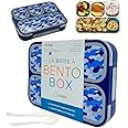 kinsho Camo Lunch-Box for Boys, Bento Box for Kids | Portion Containers for Snacks or School Lunches, BPA Free Boxes Meal Containers Loncheras Para Niños | Blue Camouflage 4 Compartments