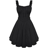 Scarlet Darkness Women Summer Corset Dresses Cotton Mini Sundress Ruffle Strap Dress
