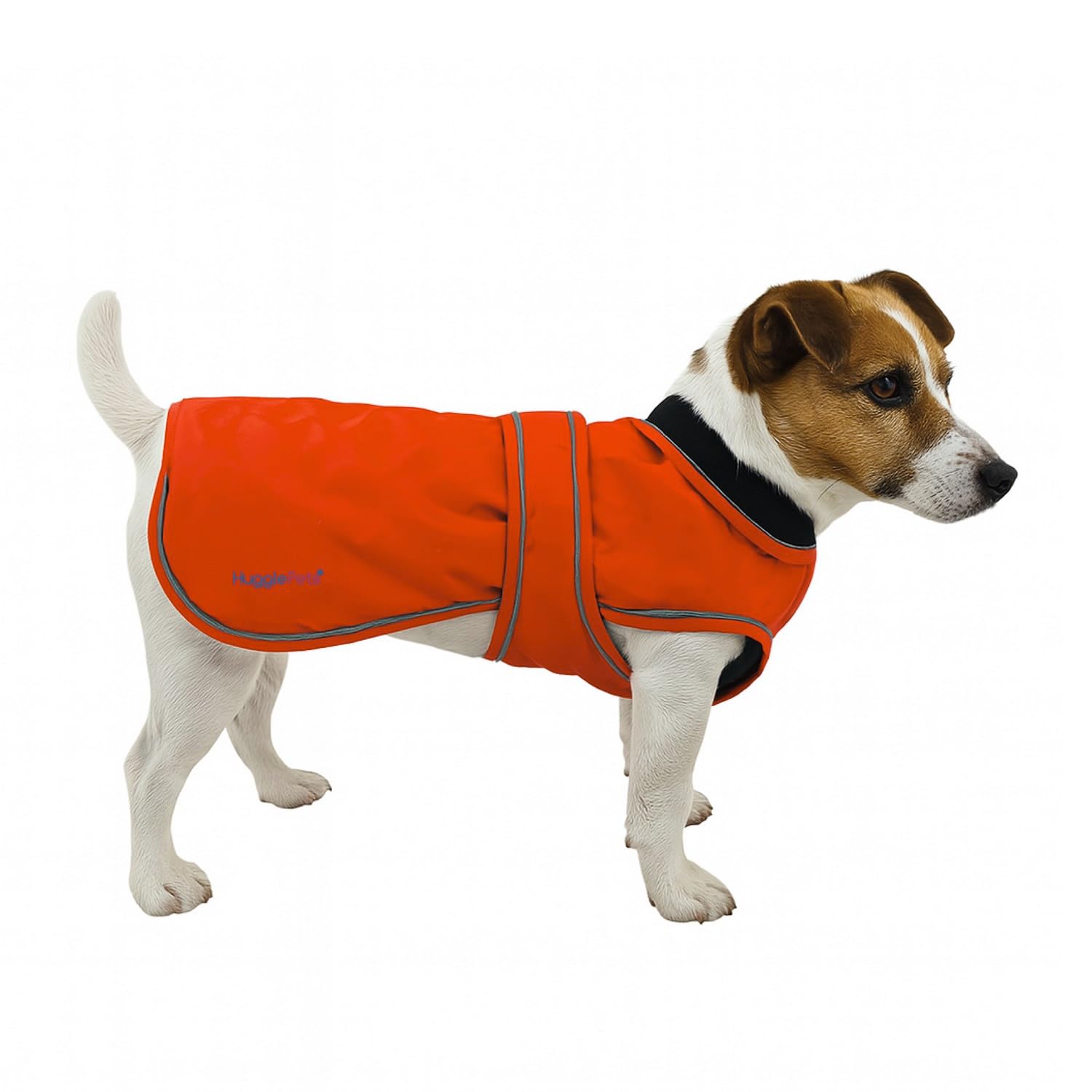 Hugglepets Arctic Armour Waterproof Thermal Dog Coat - Orange (Small 35cm) Reflective Microfleece-Lined Coat for Small Dogs with Adjustable Hook & Loop Fastening & Zipper for Harness or Collar.